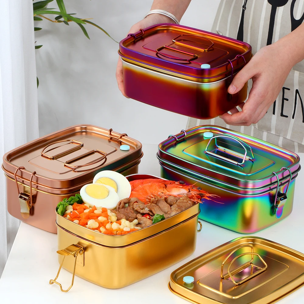 Kitchen 304 Stainless Steel Food Storage Container Double Layer Silicone Seal Lunch Box for Kids, Silver/gold/rose gold/rainbow no.0/rainbow no.3
Kitchen 304 Stainless Steel Food Storage Container Double Layer Silicone Seal Lunch Box for Kids, Silver/gold/rose gold/rainbow no.0/rainbow no.3
