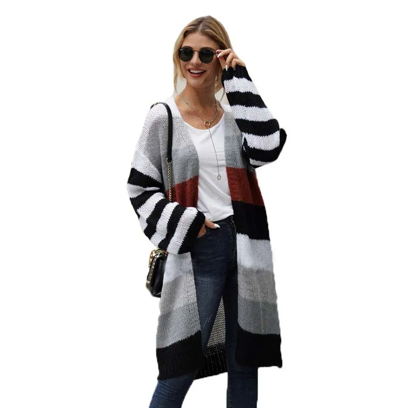 wholesale Rainbow Contrast Striped long Knit Sweater Women Long Sleeve oversize Jacket Sweater Cardigan Women
wholesale Rainbow Contrast Striped long Knit Sweater Women Long Sleeve oversize Jacket Sweater Cardigan Women