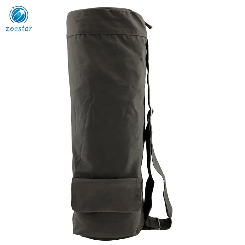Full-zip Canvas Yoga Mat Carrier Holder Shoulder Bag with Double Storage Pockets