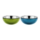 Home Acrylic Salad Bowl Serve-Chilled Set with Ice Chiller Base Stainless Steel Serving Bowl