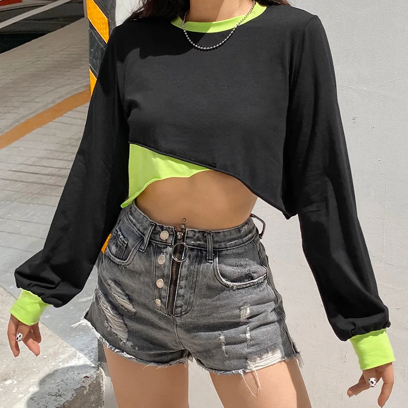 2020 New arrivals Autumn winter Women contrast color long sleeve short T-shirt Long Sleeve Tops stitch tops
2020 New arrivals Autumn winter Women contrast color long sleeve short T-shirt Long Sleeve Tops stitch tops