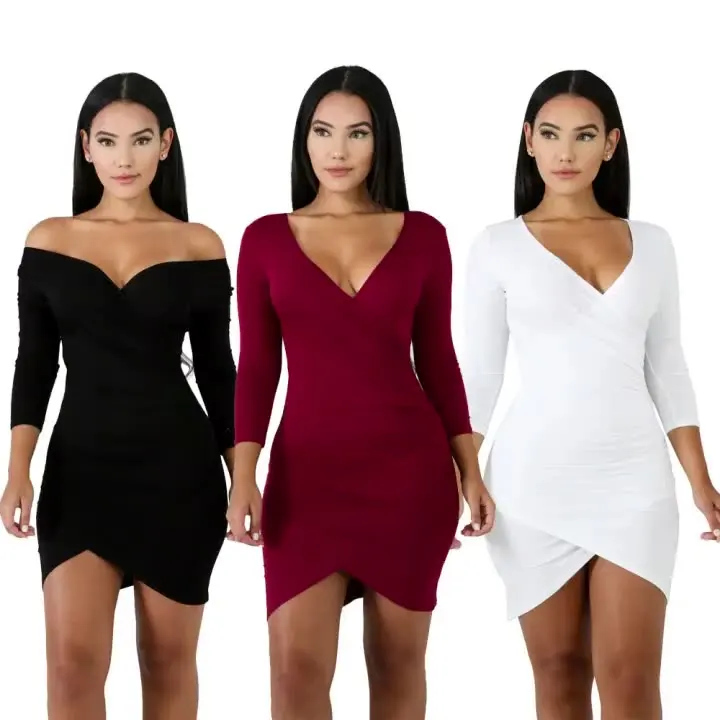 New Arrival Nightclub Women Soild Color Stracked Dress Long Sleeve Off Shoulder Dress For Ladies
New Arrival Nightclub Women Soild Color Stracked Dress Long Sleeve Off Shoulder Dress For Ladies