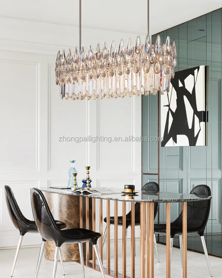 Modern Nordic Oval LED K9 Crystal Chandelier Villa Home postmodern simplicity Pendant Light lobby contemporary Hanging lighting