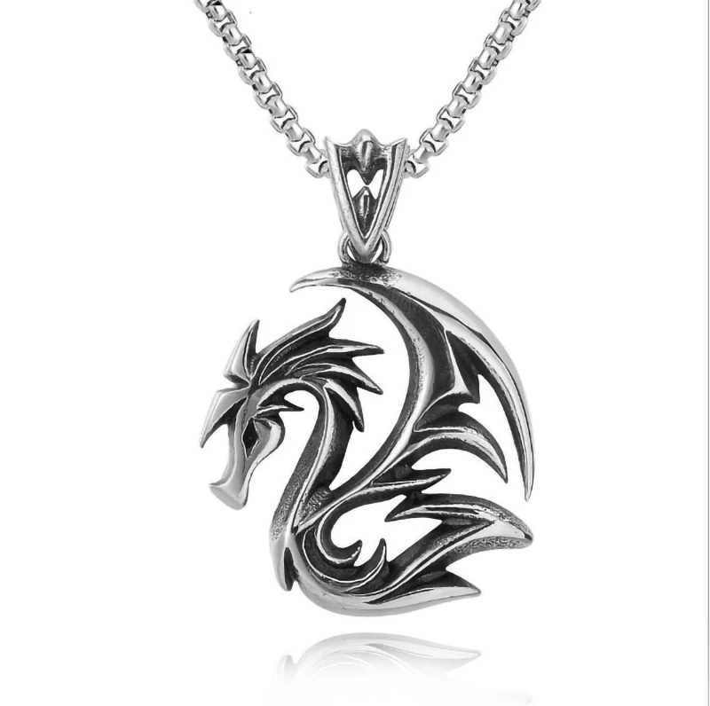 Ethnic style jewelry wholesale personality retro dinosaur Chinese dragon totem men titanium steel with chain pendant
Ethnic style jewelry wholesale personality retro dinosaur Chinese dragon totem men titanium steel with chain pendant