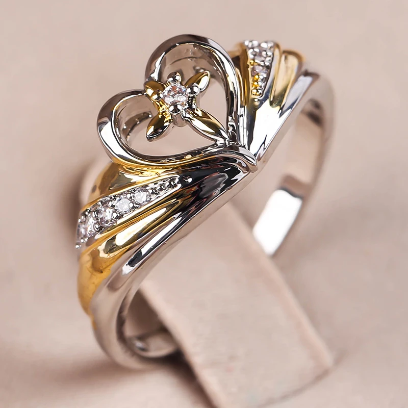 Hot Sale Classic Cross Love Heart Diamond Ring Two-Tone Ring For Women Girls, Silver
Hot Sale Classic Cross Love Heart Diamond Ring Two-Tone Ring For Women Girls, Silver