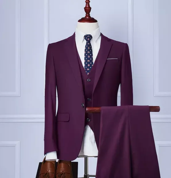 Mens 3 Piece Linen Suit Set Blazer Jacket Tux Vest Suit Pants