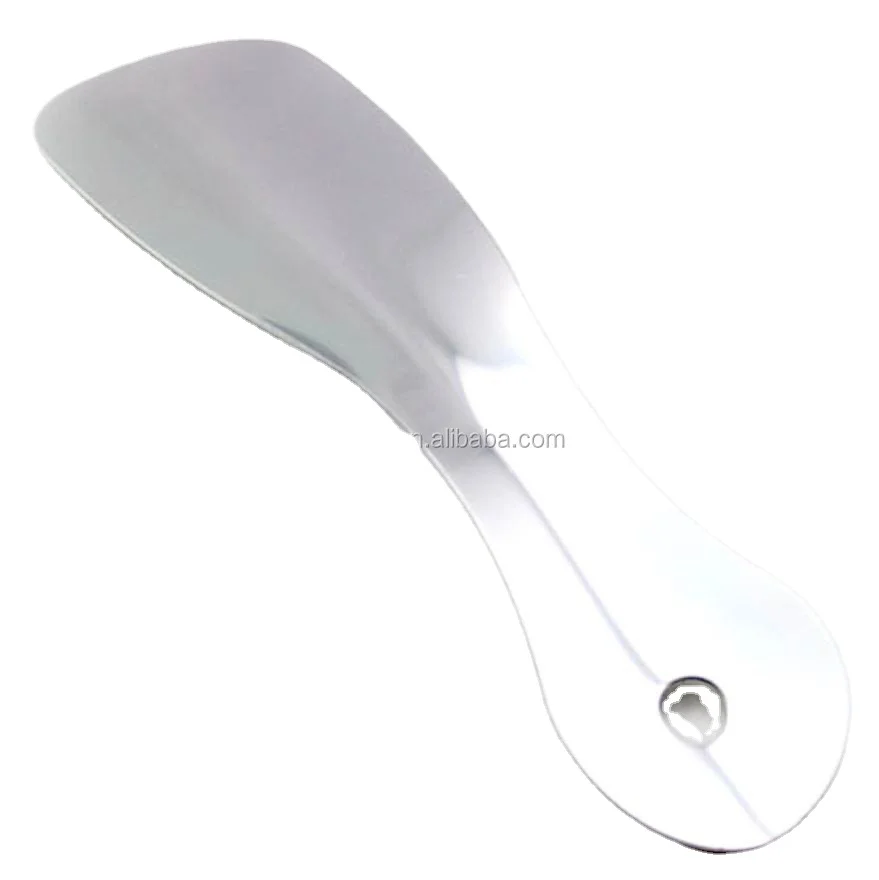 metal short handle wide stainless steel shoe spoon and shoe horn with leather and custom logo