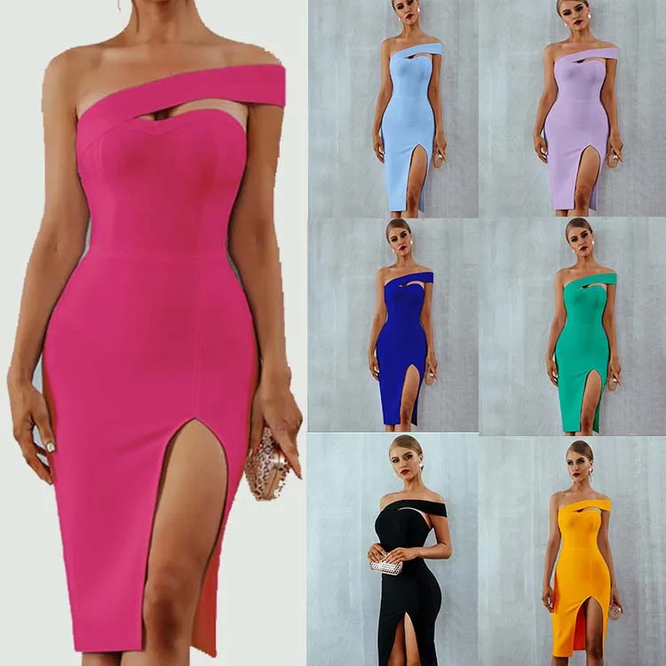 Hollow Out Sexy Strapless Split Solid Color Evening Dress Slim Irregular Pencil Dress One Shoulder Bandage Dress
Hollow Out Sexy Strapless Split Solid Color Evening Dress Slim Irregular Pencil Dress One Shoulder Bandage Dress