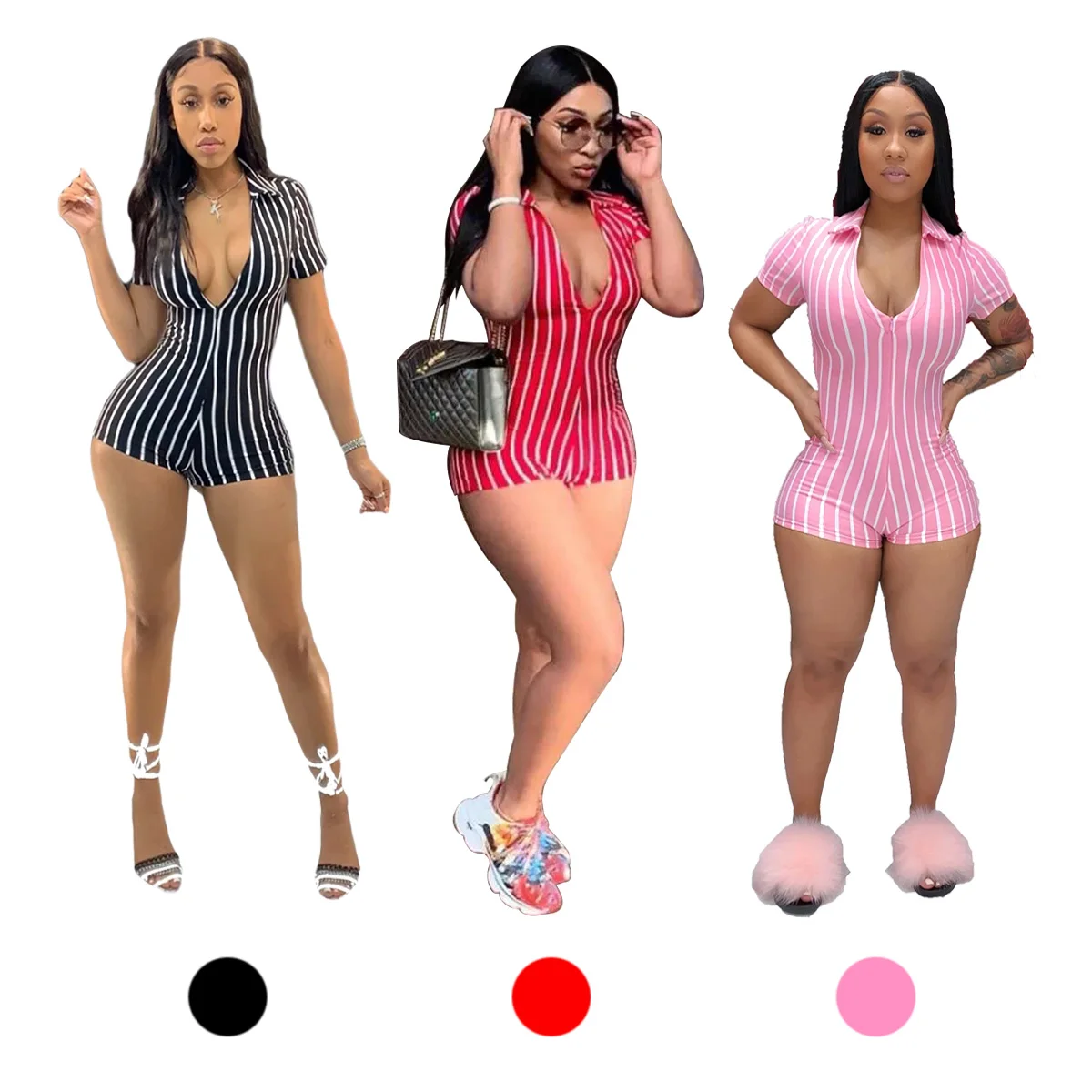 High-quality Striped pattern Zipper homewear pajamas sexy onesie for women, Customized color
High-quality Striped pattern Zipper homewear pajamas sexy onesie for women, Customized color
