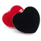 Heart Shaped Evening Bag Women Diamond Clutch Purses Bridal Wedding Shoulder Handbag Small Dress Clutches Velvet Bags