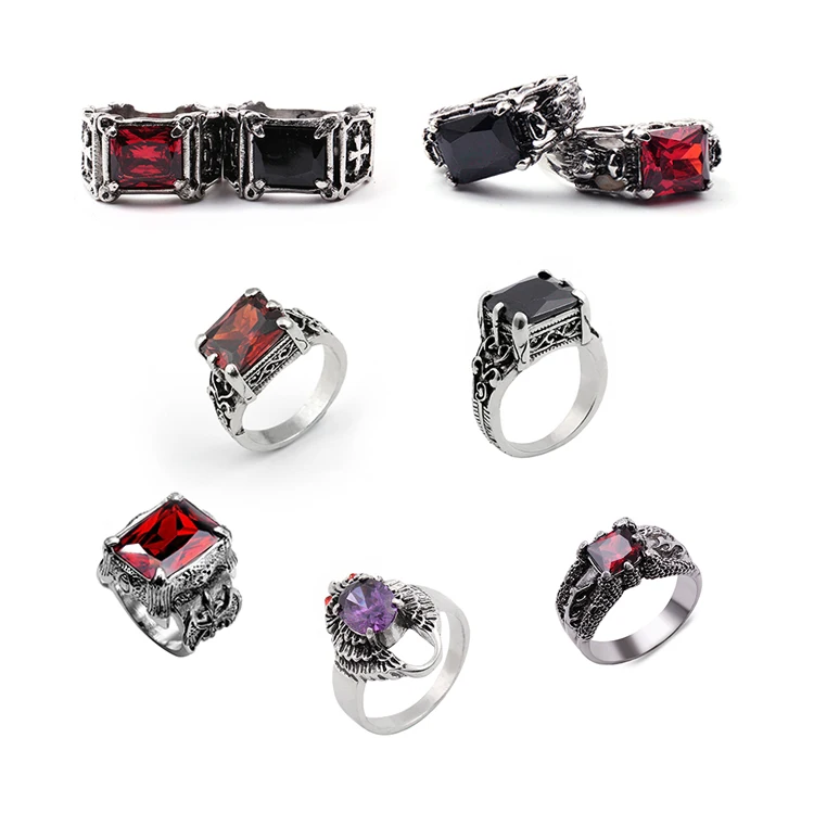 High Quality Silver Plated Red Purple Black Stone Rings Vintage Natural Crystal Stones Jewelry For Men Women
High Quality Silver Plated Red Purple Black Stone Rings Vintage Natural Crystal Stones Jewelry For Men Women