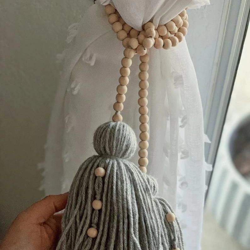 Boho Wooden Beads Tassel Home Decor Curtain Tieback Holdbacks Farmhouse Tie Backs Curtain Holders for Drapes
Boho Wooden Beads Tassel Home Decor Curtain Tieback Holdbacks Farmhouse Tie Backs Curtain Holders for Drapes