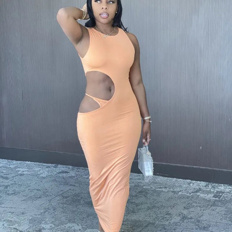 New Summer Wears Cut Out Solid Sleeveless Cotton Maxi Dress Women Sexy Dresses For Night Club Party -PT, Orange,black,blue
New Summer Wears Cut Out Solid Sleeveless Cotton Maxi Dress Women Sexy Dresses For Night Club Party -PT, Orange,black,blue