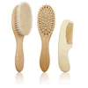 Eco-friendly natural wooden baby hair brush comb set wooden baby brush set baby brush set wholesale