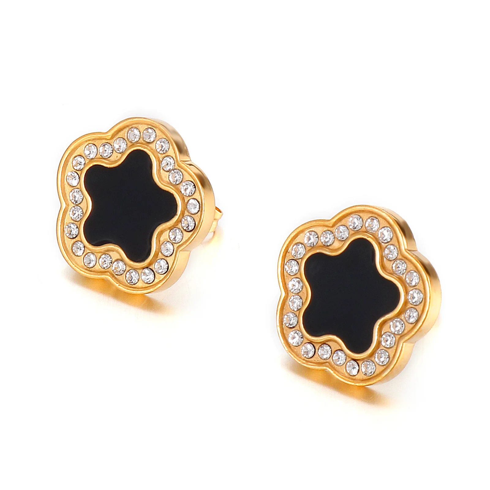 Cute Women Jewelry Inlaid Rhinestone Stainless Steel Flower Stone&Crystal Earrings, Gold plated
Cute Women Jewelry Inlaid Rhinestone Stainless Steel Flower Stone&Crystal Earrings, Gold plated