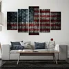 5 Panels Retro American Flag Wall Art Ready to Hang Modern Abstract USA Flag Painting Prints on American Posters for Home