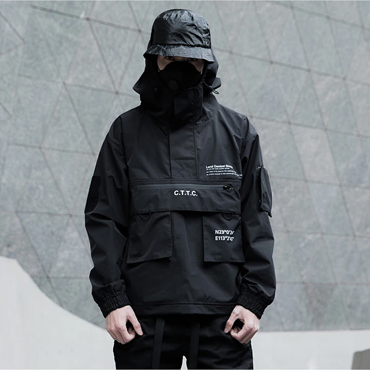 Wholesale autumn multi pockets drop shoulder coats loose logo print hoodies high quality waterproof men fashion jacket, Black
Wholesale autumn multi pockets drop shoulder coats loose logo print hoodies high quality waterproof men fashion jacket, Black