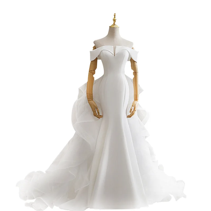 White Mermaid Wedding Dress Slim One-neck Simple Bridal Costume elegant wedding gown
White Mermaid Wedding Dress Slim One-neck Simple Bridal Costume elegant wedding gown