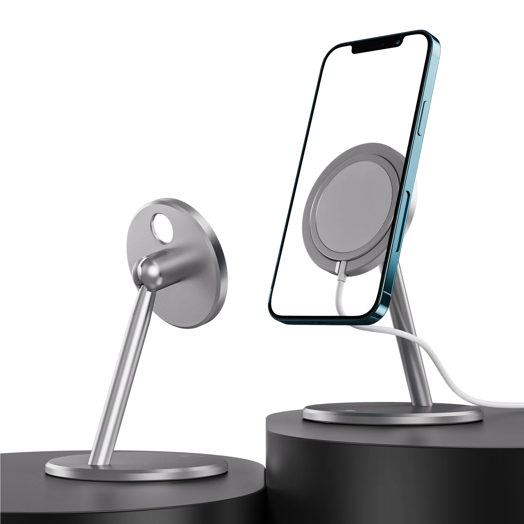 2021 new magsafe charger stand for iphone 12 wireless charging aluminum phone holder mount bracket 180 rotation adjustment, Silver/gray
2021 new magsafe charger stand for iphone 12 wireless charging aluminum phone holder mount bracket 180 rotation adjustment, Silver/gray