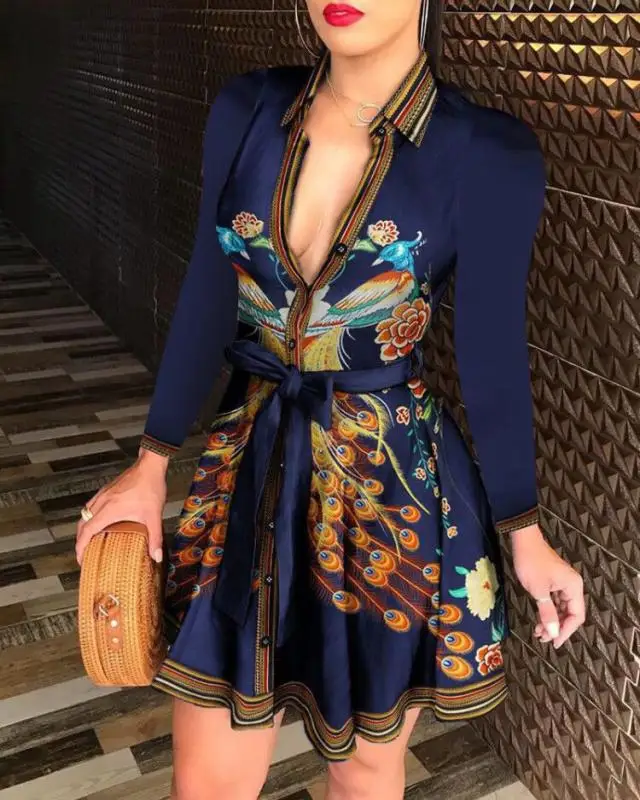 vestidos mujer summer casual dress solid colour chain print printed belted blouse shirt floral casual dresses
vestidos mujer summer casual dress solid colour chain print printed belted blouse shirt floral casual dresses