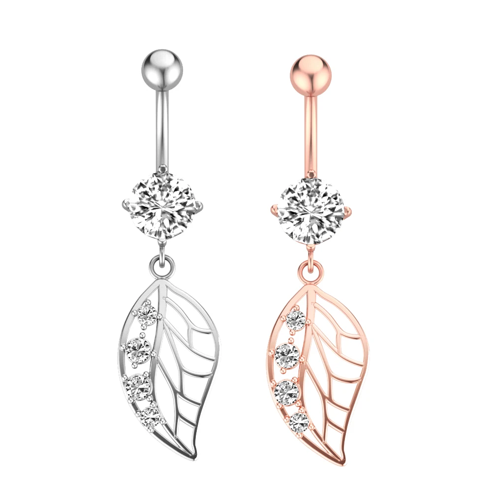 Wholesale Bulk 316 Stainless Steel Belly Button Rings Single Leaf Five Zircons Navel Piercing For Women And Girls
Wholesale Bulk 316 Stainless Steel Belly Button Rings Single Leaf Five Zircons Navel Piercing For Women And Girls