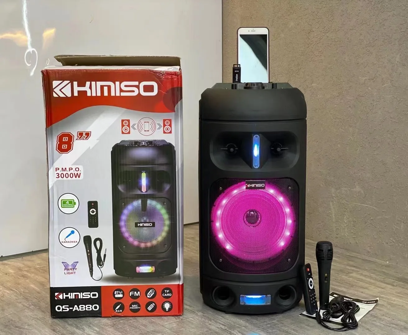 QS-A880 New Arrival Speakers KIMISO 8 Inch Small Stereo Speaker With Colorful Lights, Black
QS-A880 New Arrival Speakers KIMISO 8 Inch Small Stereo Speaker With Colorful Lights, Black