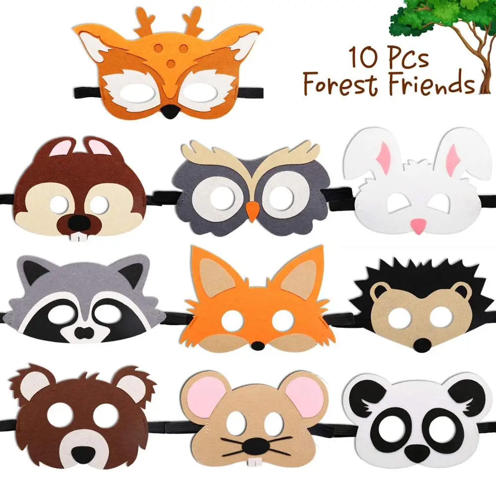 Amigos del Bosque fieltro máscaras 10pcs fiesta Animal máscara niños fieltro máscara de animales para niños