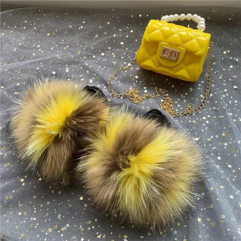 Best selling Kid's Fur Slides and Purse Set Fox Fluffy Flat Slides Sandals Toddler Baby Girl's Summer Slippers With Strap
Best selling Kid's Fur Slides and Purse Set Fox Fluffy Flat Slides Sandals Toddler Baby Girl's Summer Slippers With Strap