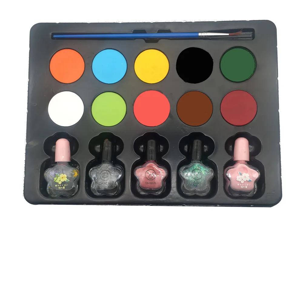 Halloween water soluble face color color family suit water activated makeup water based nail polish kit, 15 colors
Halloween water soluble face color color family suit water activated makeup water based nail polish kit, 15 colors