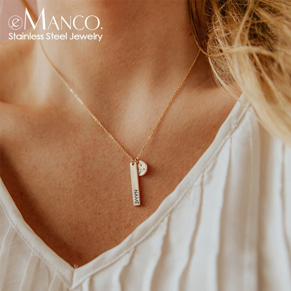 eManco Initial Custom Nameplate Necklace Stainless Steel Necklace Square Round Combination Chain Pendant Necklace
eManco Initial Custom Nameplate Necklace Stainless Steel Necklace Square Round Combination Chain Pendant Necklace