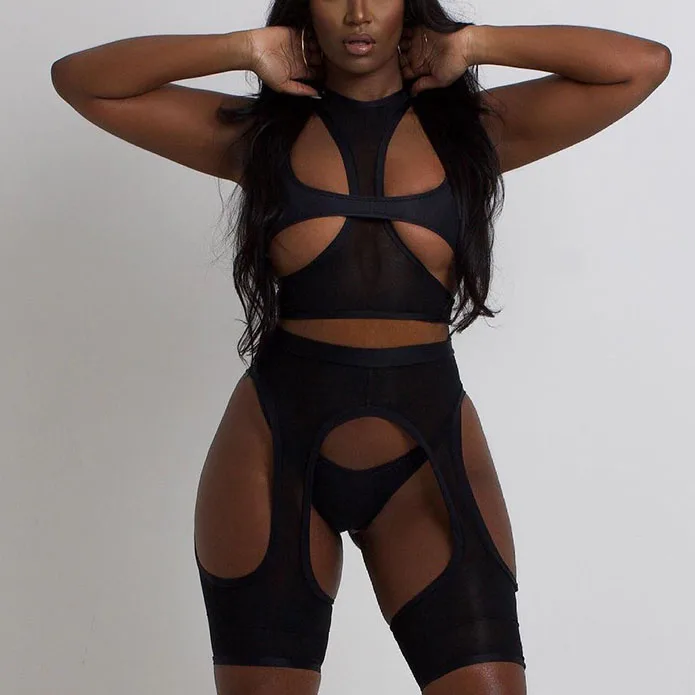 FS4138D latest design club wear 4 Piece Set Women hollow Crop Top and Shorts Matching cut out Outfit
FS4138D latest design club wear 4 Piece Set Women hollow Crop Top and Shorts Matching cut out Outfit