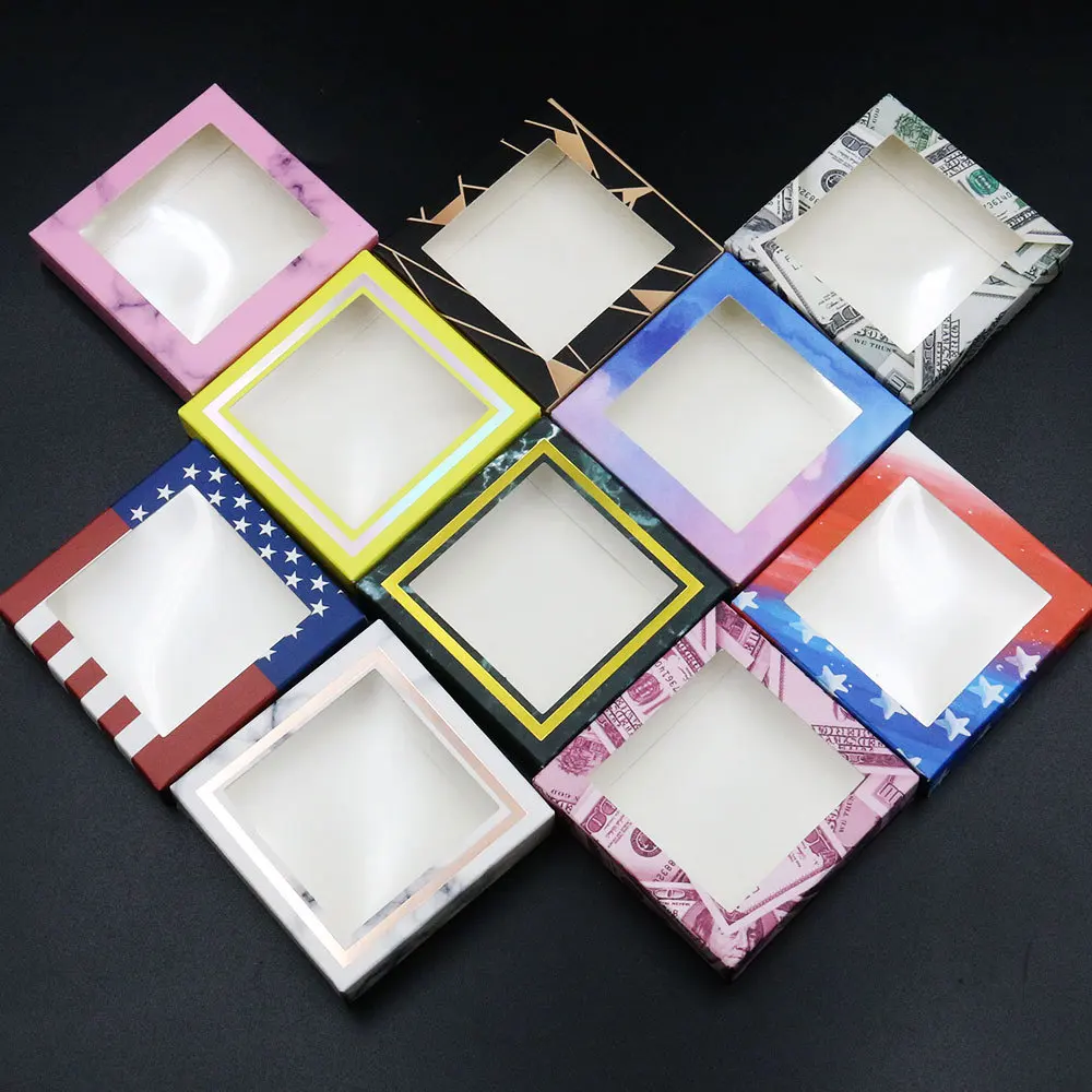 1 pair cheap eyelash cases fake eyelashes vendor simple paper box square tray for natural and 25mm think long lashes, Clear box with colorful card
1 pair cheap eyelash cases fake eyelashes vendor simple paper box square tray for natural and 25mm think long lashes, Clear box with colorful card