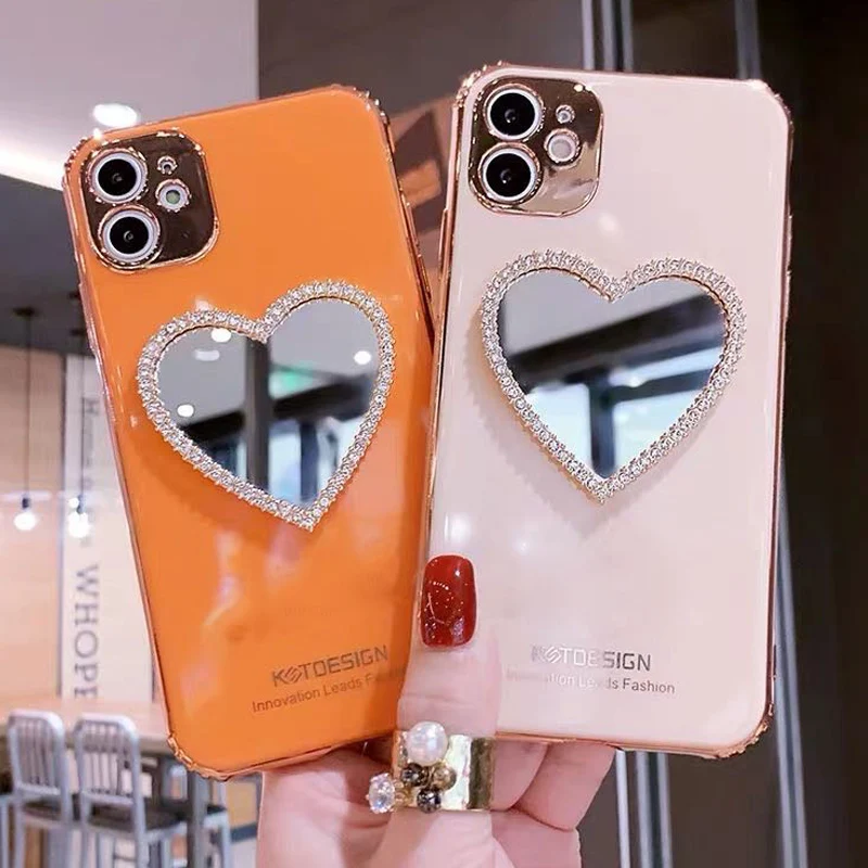 Luxury 3D electroplate Love Heart Makeup mirror girl diamond Phone Case For iPhone 11 12 Pro Max X XS XR 7 8 Plus soft Cover
Luxury 3D electroplate Love Heart Makeup mirror girl diamond Phone Case For iPhone 11 12 Pro Max X XS XR 7 8 Plus soft Cover