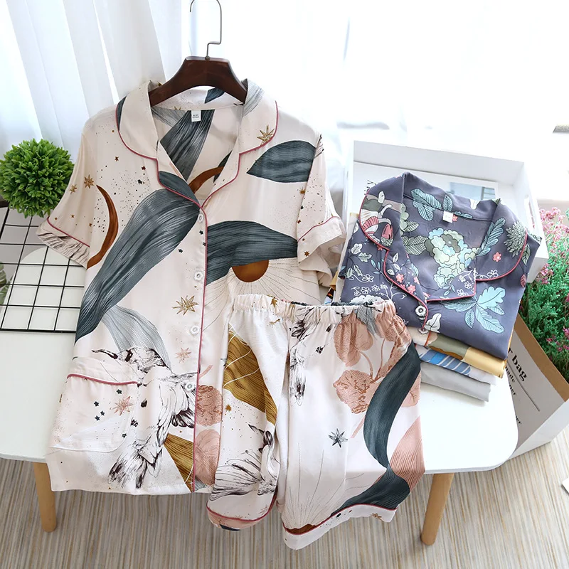 viscose new women's pajamas thin section short-sleeved shorts large floral print pajamas home service ladies pajamas for women, Required
viscose new women's pajamas thin section short-sleeved shorts large floral print pajamas home service ladies pajamas for women, Required