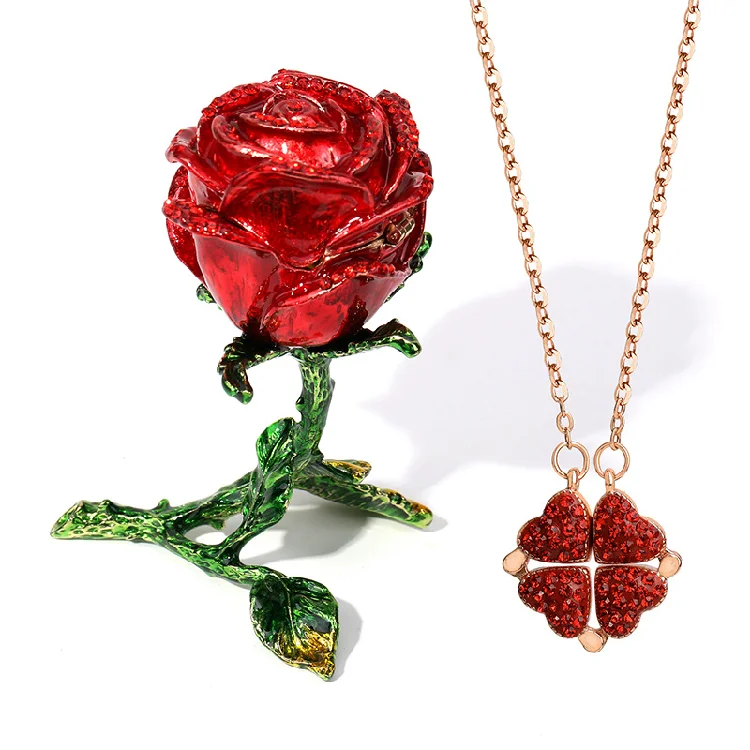 Best selling Titanium stainless steel necklace women's magic crystal necklace with Rhinestone Rose Flower Jewelry Box
Best selling Titanium stainless steel necklace women's magic crystal necklace with Rhinestone Rose Flower Jewelry Box