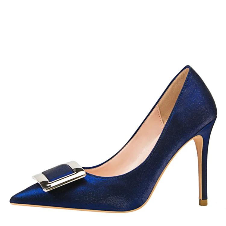 Silk light mouth square button with pointed head shoes women heels, Black, blue, gold
Silk light mouth square button with pointed head shoes women heels, Black, blue, gold