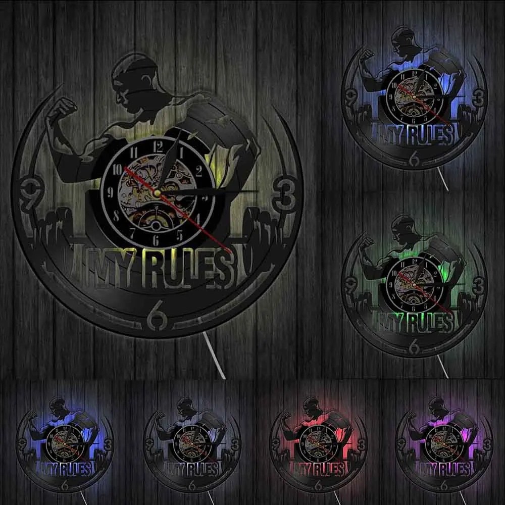 2021 vinyl record wall clock LED light muscle bodybuilding retro nostalgic clock gym decoration wall clock cross-border, Black
2021 vinyl record wall clock LED light muscle bodybuilding retro nostalgic clock gym decoration wall clock cross-border, Black