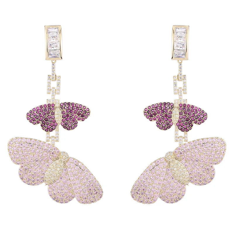 Dr. Jewelry Luxury Statement Pink Purple Blue Multi Colored Micro Diamonds Cubic Zirconia Two Butterfly Moth Earrings
Dr. Jewelry Luxury Statement Pink Purple Blue Multi Colored Micro Diamonds Cubic Zirconia Two Butterfly Moth Earrings