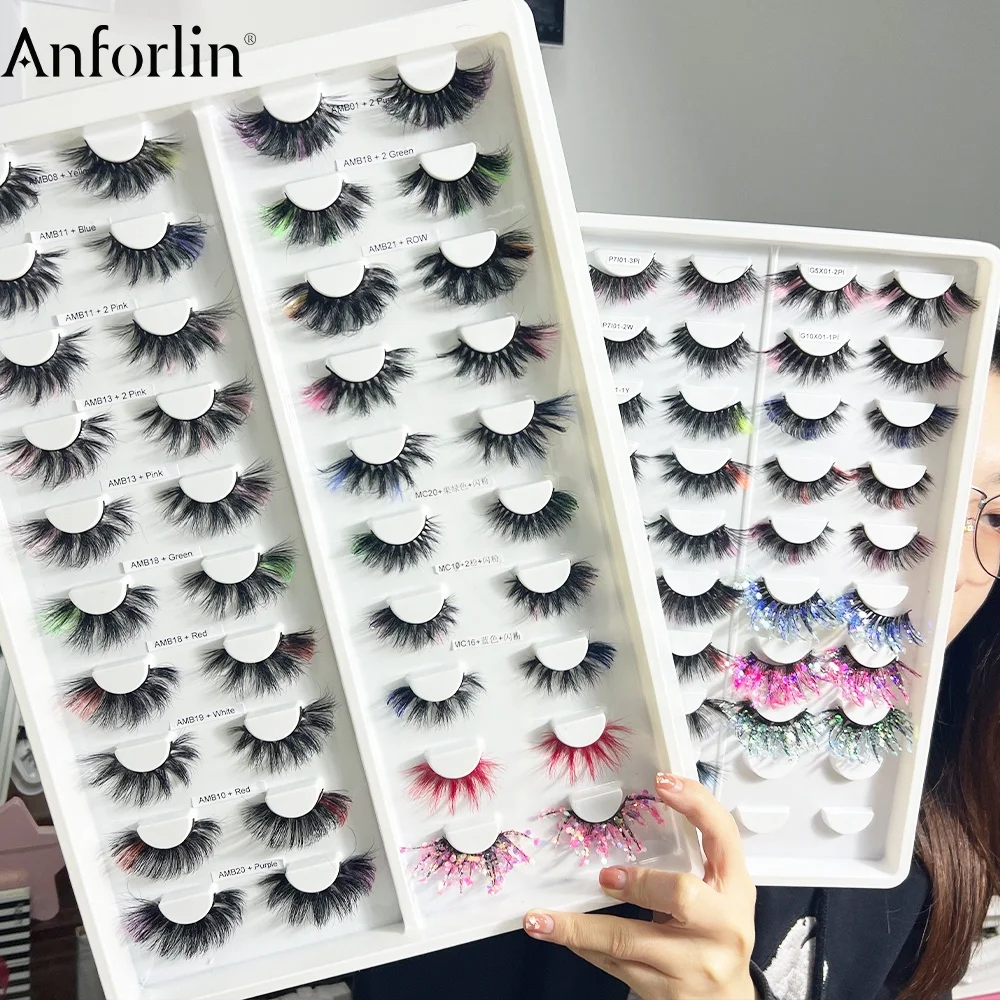 Anforlin high quality wholesale colored lashes 25mm 20mm 3d color mink eyelash stripes fluffy mink lashes vendors
Anforlin high quality wholesale colored lashes 25mm 20mm 3d color mink eyelash stripes fluffy mink lashes vendors