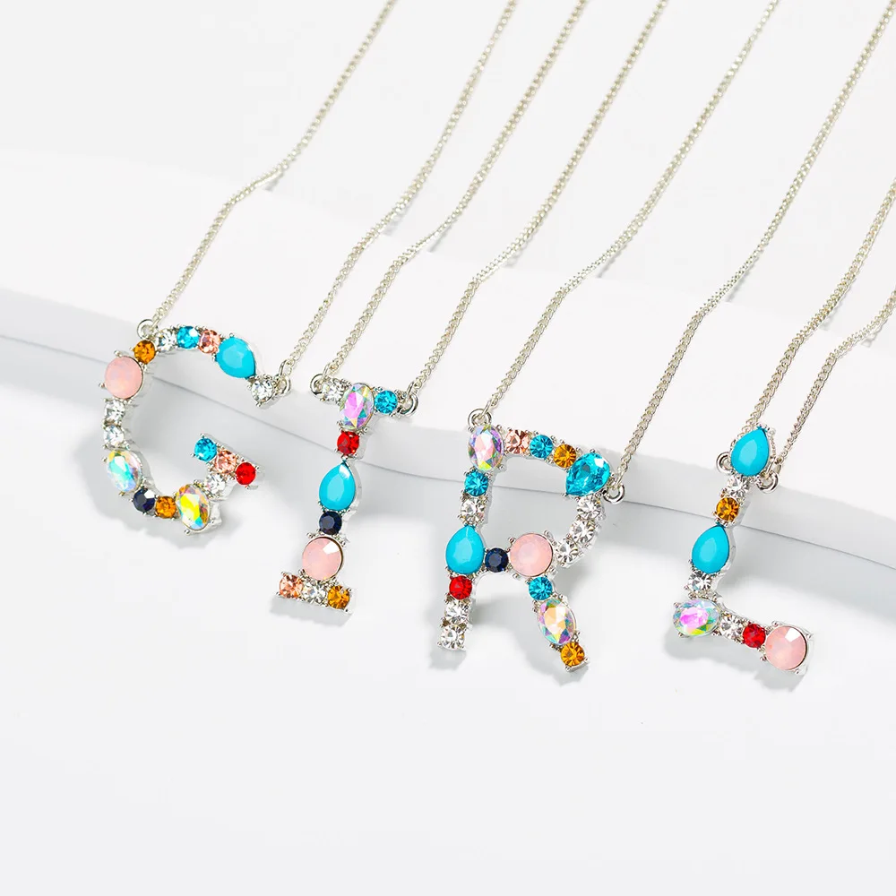 Luxury Gold Plated Multicolor Rhinestone Letter Pendant Necklace Colorful Crystal Initial Letter Pendant Necklace, Picture color
Luxury Gold Plated Multicolor Rhinestone Letter Pendant Necklace Colorful Crystal Initial Letter Pendant Necklace, Picture color
