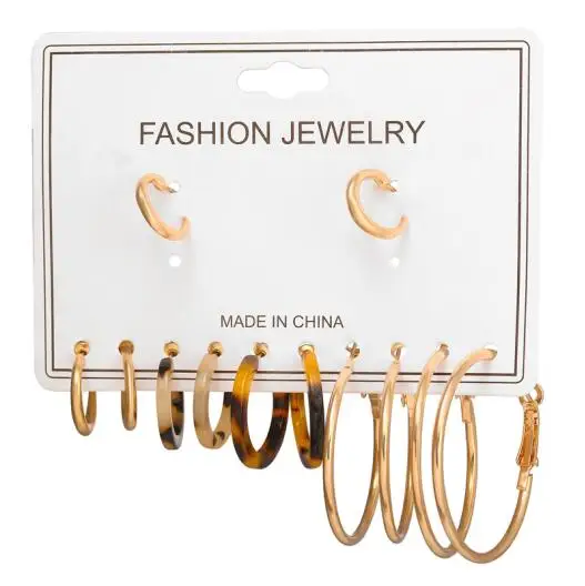 High Quality Gold Plated Diverse Size Stud Earrings set Acrylic Hoop Earrings for Female Jewelry with Card Holder
High Quality Gold Plated Diverse Size Stud Earrings set Acrylic Hoop Earrings for Female Jewelry with Card Holder