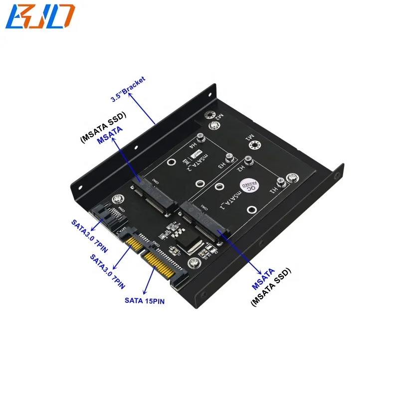 Dual MSATA Mini SATA SSD Adapter to SATA 3.0 7PIN & 15PIN Expansion Converter Card with 3.5" Hard Disk Bracket, Black
Dual MSATA Mini SATA SSD Adapter to SATA 3.0 7PIN & 15PIN Expansion Converter Card with 3.5" Hard Disk Bracket, Black