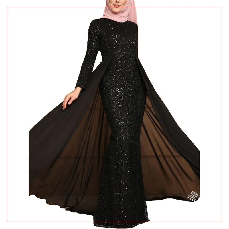 Factory spot Muslim high waist long skirt women's flying sleeve Sequin yarn flowing dress
Factory spot Muslim high waist long skirt women's flying sleeve Sequin yarn flowing dress