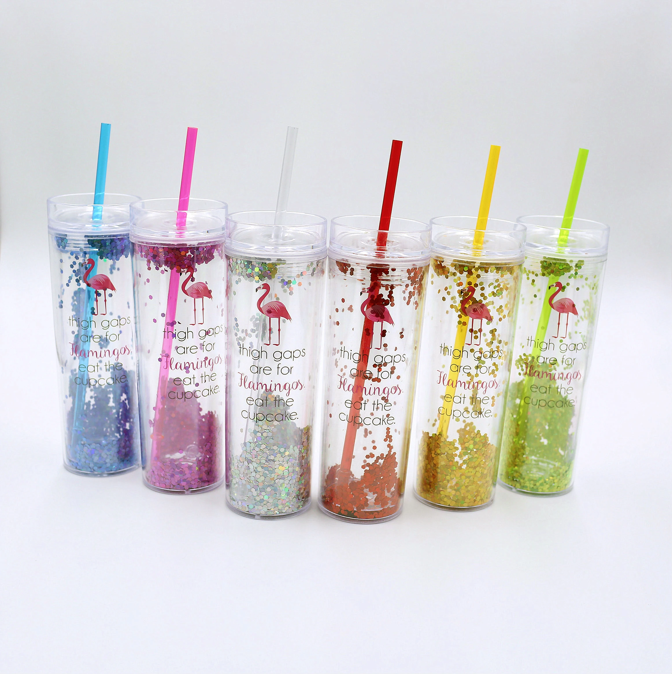 16oz Acrylic Tumblers Flamingo glitter double wall plastic tumbler clear tumbler with straw, Customer's requiremnt
16oz Acrylic Tumblers Flamingo glitter double wall plastic tumbler clear tumbler with straw, Customer's requiremnt