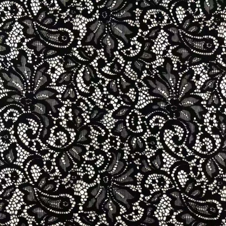 Fancy good quality flower black nylon lace fabric stretch for garment, As pictured
Fancy good quality flower black nylon lace fabric stretch for garment, As pictured
