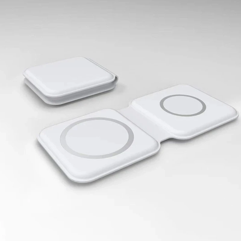For iPhone 12 Pro Charger 2 in 1 Folding Magnetic Dual-Charge Wireless Charger For Apple Iwatch 6 for Airpods, White
For iPhone 12 Pro Charger 2 in 1 Folding Magnetic Dual-Charge Wireless Charger For Apple Iwatch 6 for Airpods, White