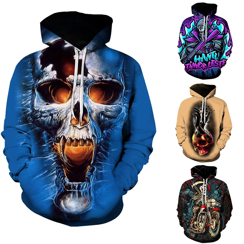 Skull riding motorcycle 3D printing men's hoodie punk fashion casual plus size men's and women's sweatshirt
Skull riding motorcycle 3D printing men's hoodie punk fashion casual plus size men's and women's sweatshirt
