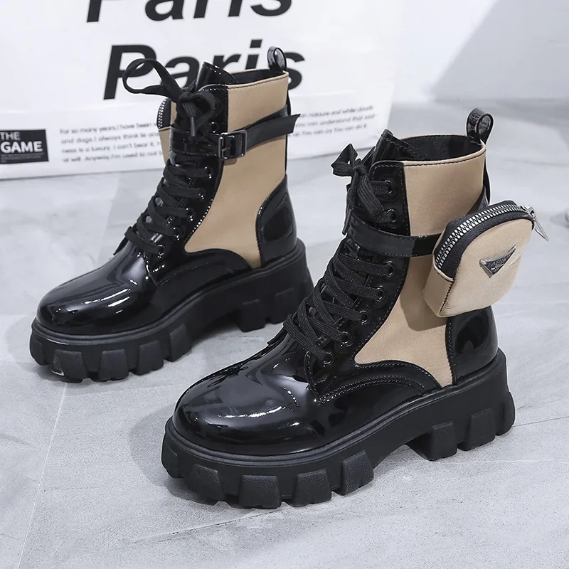 Chunky Heel Ankle Boots Leather Boots Platform Female Motorcycle Shoes Women's Winter Boots, Khaki
Chunky Heel Ankle Boots Leather Boots Platform Female Motorcycle Shoes Women's Winter Boots, Khaki