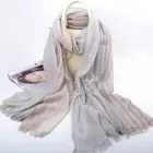 Customized new trend multi color 100% cotton/ linen long lady muffler tassel scarf for women