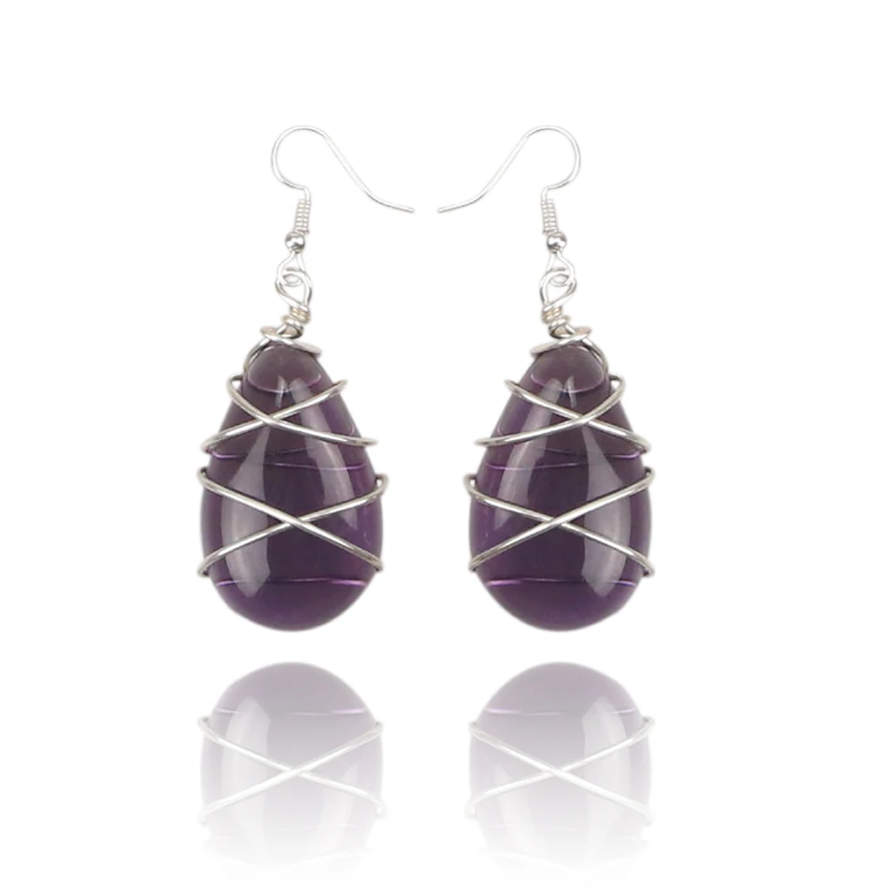 Women's Stone Wire Wrapped Jewelry Earrings Teardrop Healing Black Agate Jewelry for Ladies, Colors
Women's Stone Wire Wrapped Jewelry Earrings Teardrop Healing Black Agate Jewelry for Ladies, Colors